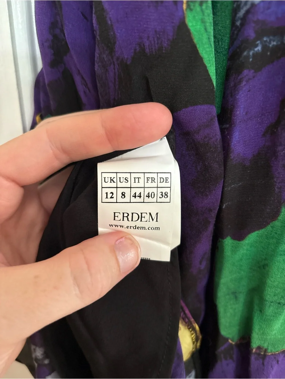 ERDEM Women’s Midi Purple Green and Yellow Floral Shift Dress - Size 8